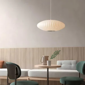 Minimalist Indoor Disk-Shaped Shade Silk Pendant Lighting