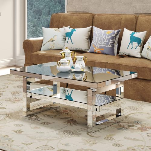 Modern square luxury coffee table home tempered glass tea table living room balcony simple table simple small apartment