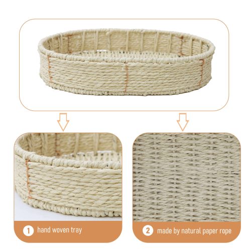 3 Tiers Tray Tables Paper Rope Woven