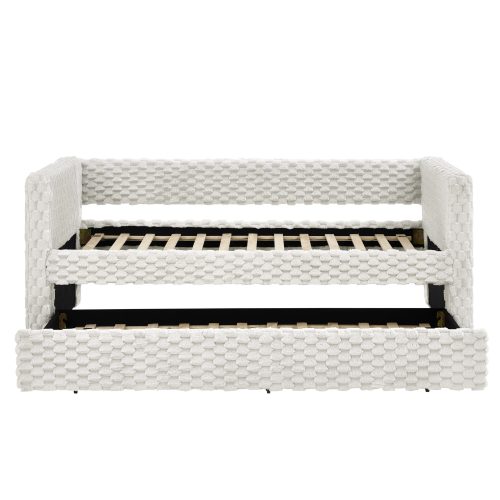 Twin Size Daybed, Upholstered sofa bed,The bottom pulls out to form a bed