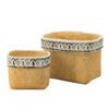 Set of 2 Rectangular Basket Planters with Geometric Trim,
