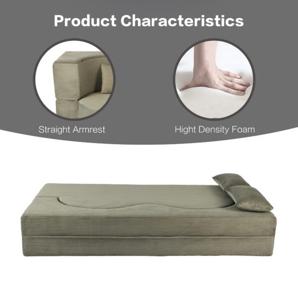 2-in-1 Foldable Sofa Bed,75 Inch Folding Boneless Couch Convertible Compressed