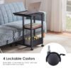 Shaped End Table with Lockable Wheels