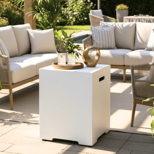 Propane Tank Cover 16 Inch, 20 LB Outdoor Tank Storage Hideaway Table for Gas Fire Pits