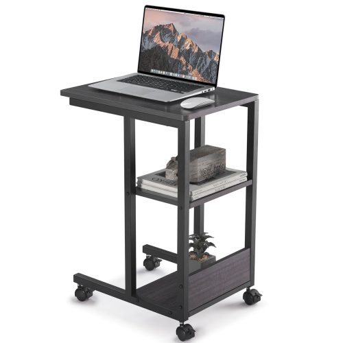 Shaped End Table with Lockable Wheels