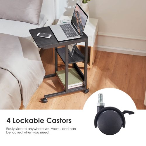 Shaped End Table with Lockable Wheels