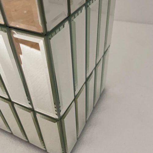 Tall Floor Vase 29.92" (76cm) Mirrored Floor Vase for Home Decor Large Cube Vase in Silver for Dried Flowers Modern Glass Vase for Living Room