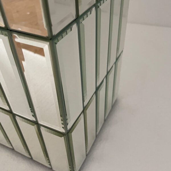 Tall Floor Vase 29.92" (76cm) Mirrored Floor Vase for Home Decor Large Cube Vase in Silver for Dried Flowers Modern Glass Vase for Living Room