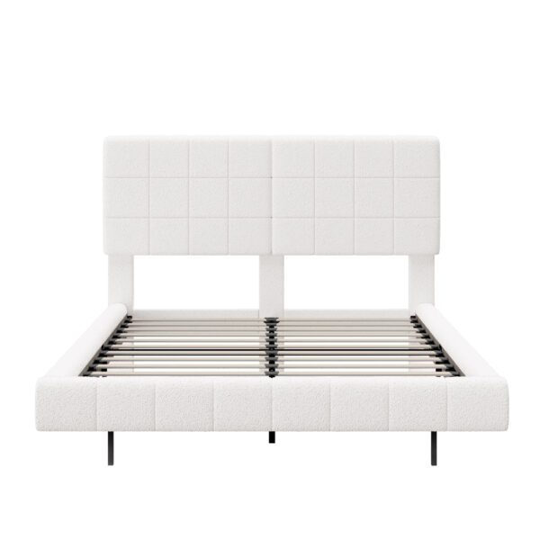 White Boucle Floating Bed with Light