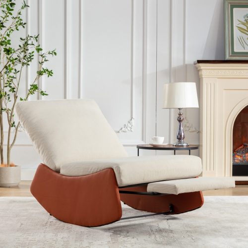 Modern Rocking Chair Recliner, Comfy Rocker Nursery Chair with Footrest