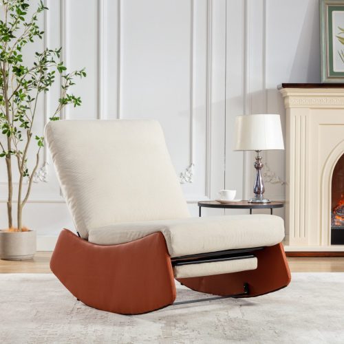 Modern Rocking Chair Recliner, Comfy Rocker Nursery Chair with Footrest