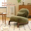 Cute Accent Chair with Solid Wood Legs, Velvet Living Room Chair with Soft Cushion
