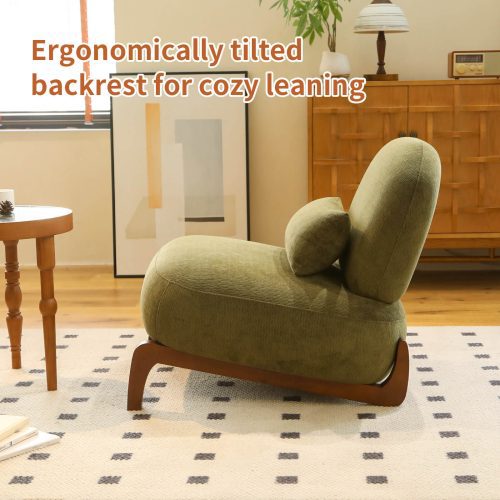 Cute Accent Chair with Solid Wood Legs, Velvet Living Room Chair with Soft Cushion