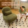Cute Accent Chair with Solid Wood Legs, Velvet Living Room Chair with Soft Cushion