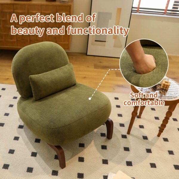 Cute Accent Chair with Solid Wood Legs, Velvet Living Room Chair with Soft Cushion