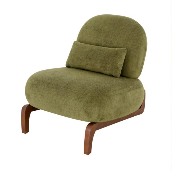 Cute Accent Chair with Solid Wood Legs, Velvet Living Room Chair with Soft Cushion