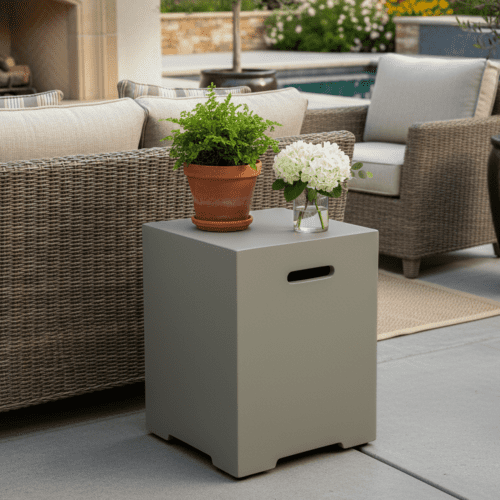 Propane Tank Cover 16 Inch, 20 LB Outdoor Tank Storage Hideaway Table for Gas Fire Pits