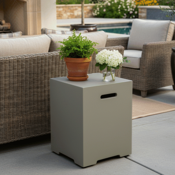 Propane Tank Cover 16 Inch, 20 LB Outdoor Tank Storage Hideaway Table for Gas Fire Pits