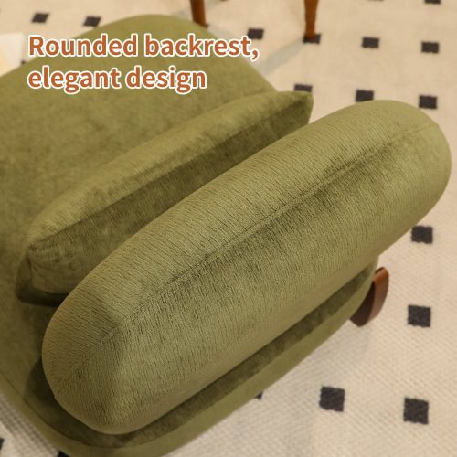 Cute Accent Chair with Solid Wood Legs, Velvet Living Room Chair with Soft Cushion