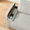 71" Sofa Plush Corduroy Square Storage Armrest USB port