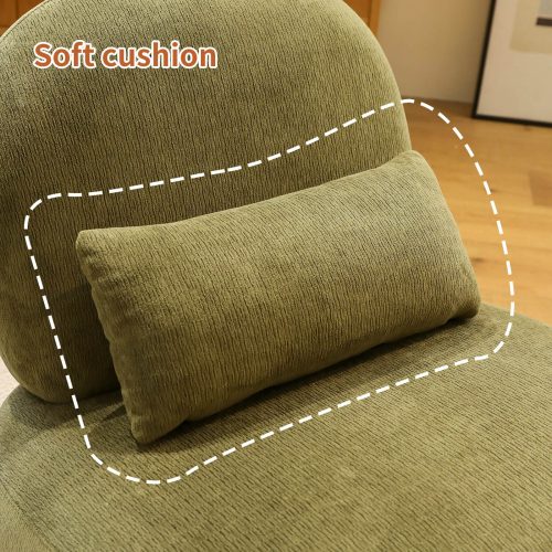 Cute Accent Chair with Solid Wood Legs, Velvet Living Room Chair with Soft Cushion