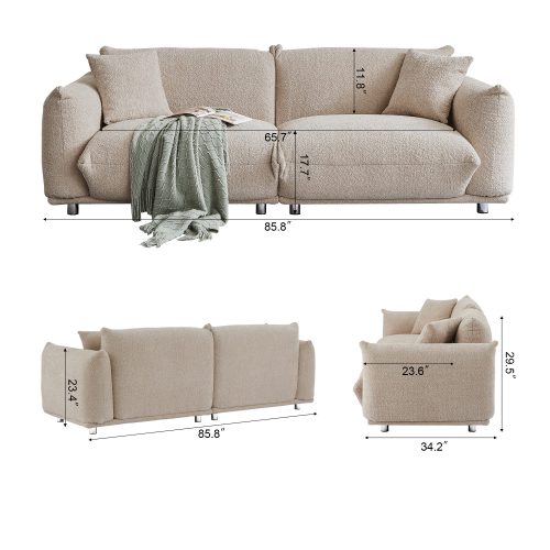 Oversized Loveseat Sofa for Living Room, Sherpa Sofa with Metal Legs