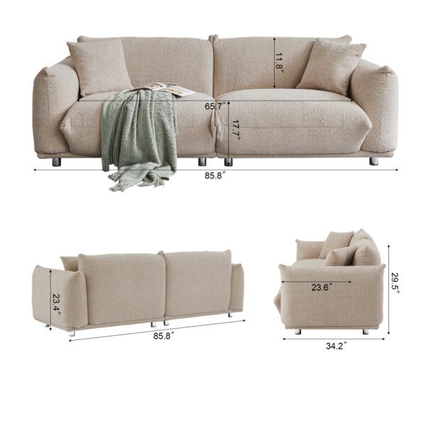 Oversized Loveseat Sofa for Living Room, Sherpa Sofa with Metal Legs