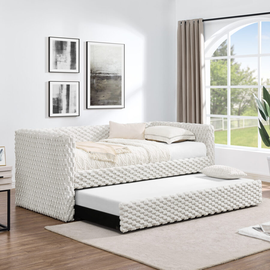 Twin Size Daybed, Upholstered sofa bed,The bottom pulls out to form a bed