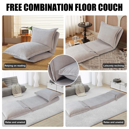 Convertible Flip Chair: Floor SofaBed with Adjustable Backrest andPillows