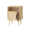 22.83'' H Rattan Nightstand, Side Table with Door Open Shelf