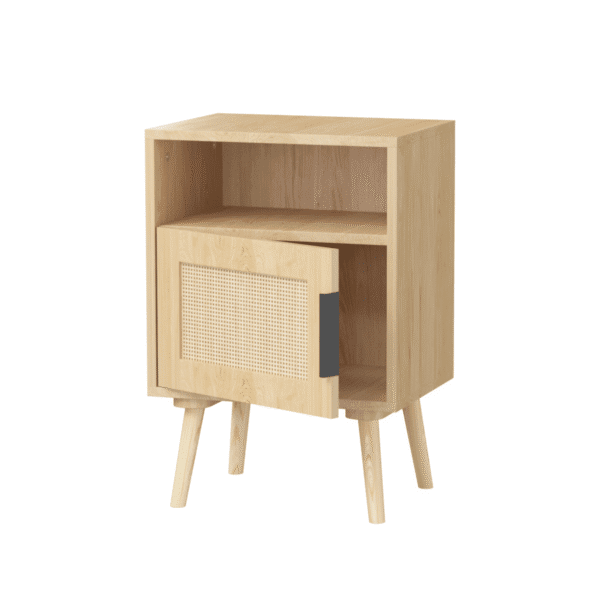 22.83'' H Rattan Nightstand, Side Table with Door Open Shelf