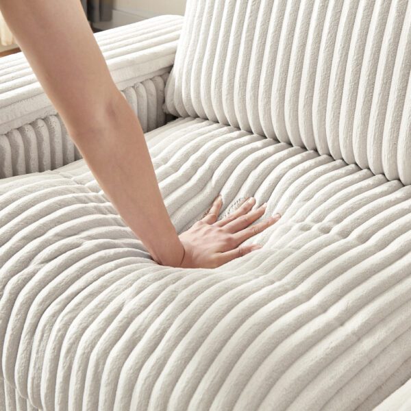 71" Sofa Plush Corduroy Square Storage Armrest USB port