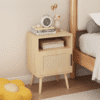 22.83'' H Rattan Nightstand, Side Table with Door Open Shelf