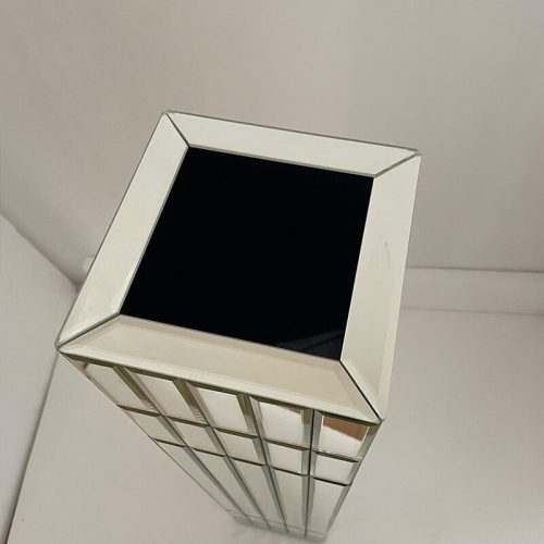 Tall Floor Vase 29.92" (76cm) Mirrored Floor Vase for Home Decor Large Cube Vase in Silver for Dried Flowers Modern Glass Vase for Living Room