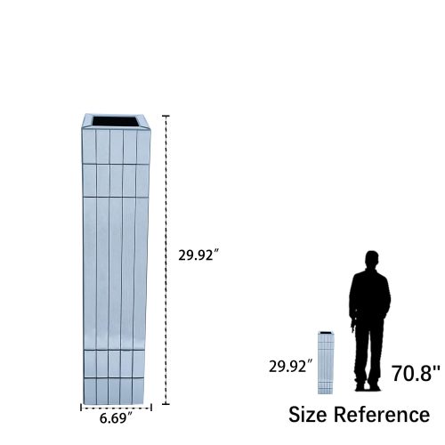 Tall Floor Vase 29.92" (76cm) Mirrored Floor Vase for Home Decor Large Cube Vase in Silver for Dried Flowers Modern Glass Vase for Living Room