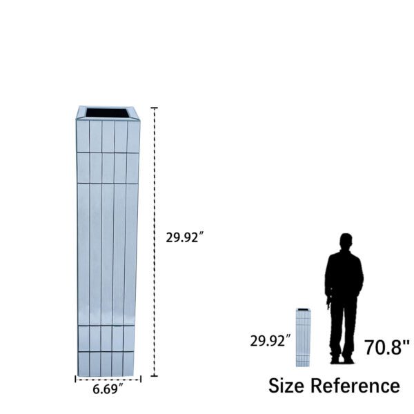 Tall Floor Vase 29.92" (76cm) Mirrored Floor Vase for Home Decor Large Cube Vase in Silver for Dried Flowers Modern Glass Vase for Living Room