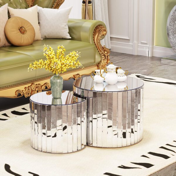 Luxury mirror coffee table - silver modern living room furniture Small coffee table suitable for modern home furniture sofa decoration