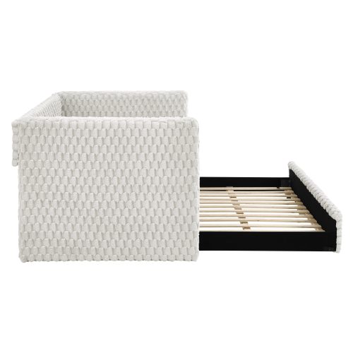 Twin Size Daybed, Upholstered sofa bed,The bottom pulls out to form a bed