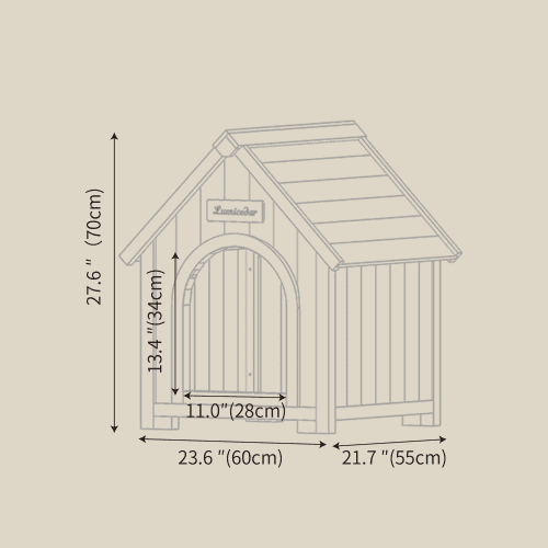 FSC Solid Cedar Pet House – Cream Yellow Cabin Style Indoor Shelter for Small Dogs & Cats