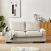 71" Sofa Plush Corduroy Square Storage Armrest USB port