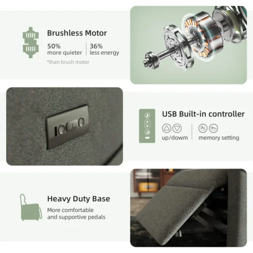 Power Recliner Chair for  Leather Electric Recliner w/ Footrest & Backrest, Padded Seat, Compact for Small Spaces, Home Theater & Living Room