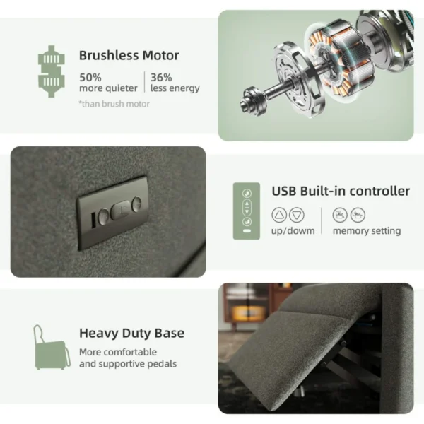 Power Recliner Chair for  Leather Electric Recliner w/ Footrest & Backrest, Padded Seat, Compact for Small Spaces, Home Theater & Living Room