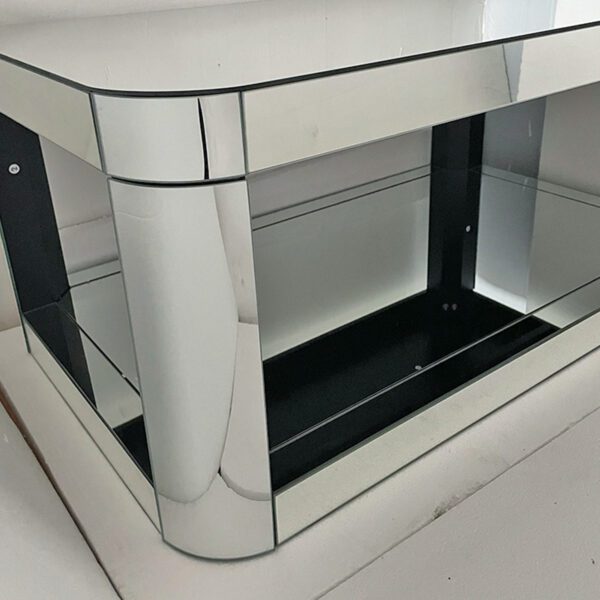 Baked curved mirror Coffee Table for Living Room, Modern Glass Coffee Table with Glass Top, Rectangular Center Table Premium Furniture