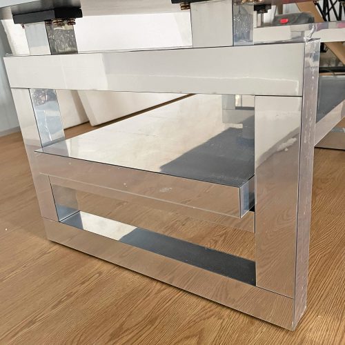 Modern square luxury coffee table home tempered glass tea table living room balcony simple table simple small apartment