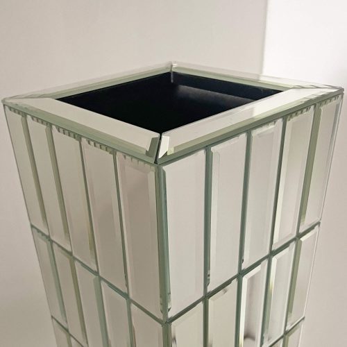 Tall Floor Vase 29.92" (76cm) Mirrored Floor Vase for Home Decor Large Cube Vase in Silver for Dried Flowers Modern Glass Vase for Living Room