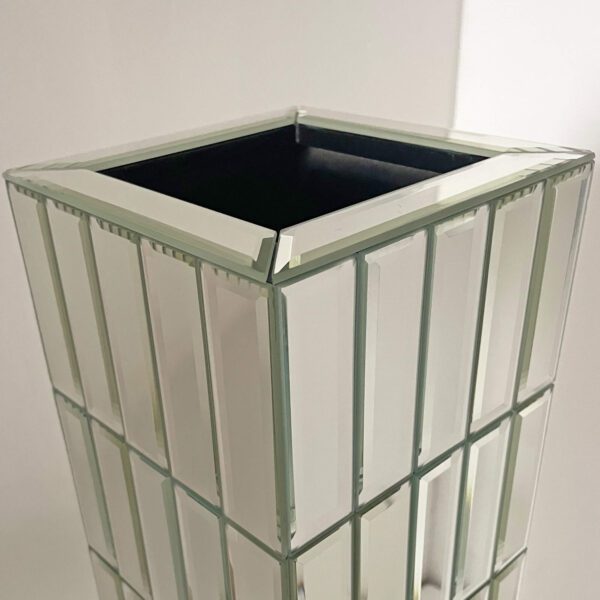 Tall Floor Vase 29.92" (76cm) Mirrored Floor Vase for Home Decor Large Cube Vase in Silver for Dried Flowers Modern Glass Vase for Living Room