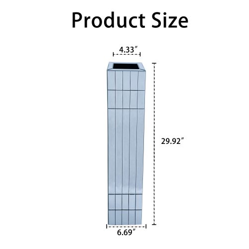 Tall Floor Vase 29.92" (76cm) Mirrored Floor Vase for Home Decor Large Cube Vase in Silver for Dried Flowers Modern Glass Vase for Living Room