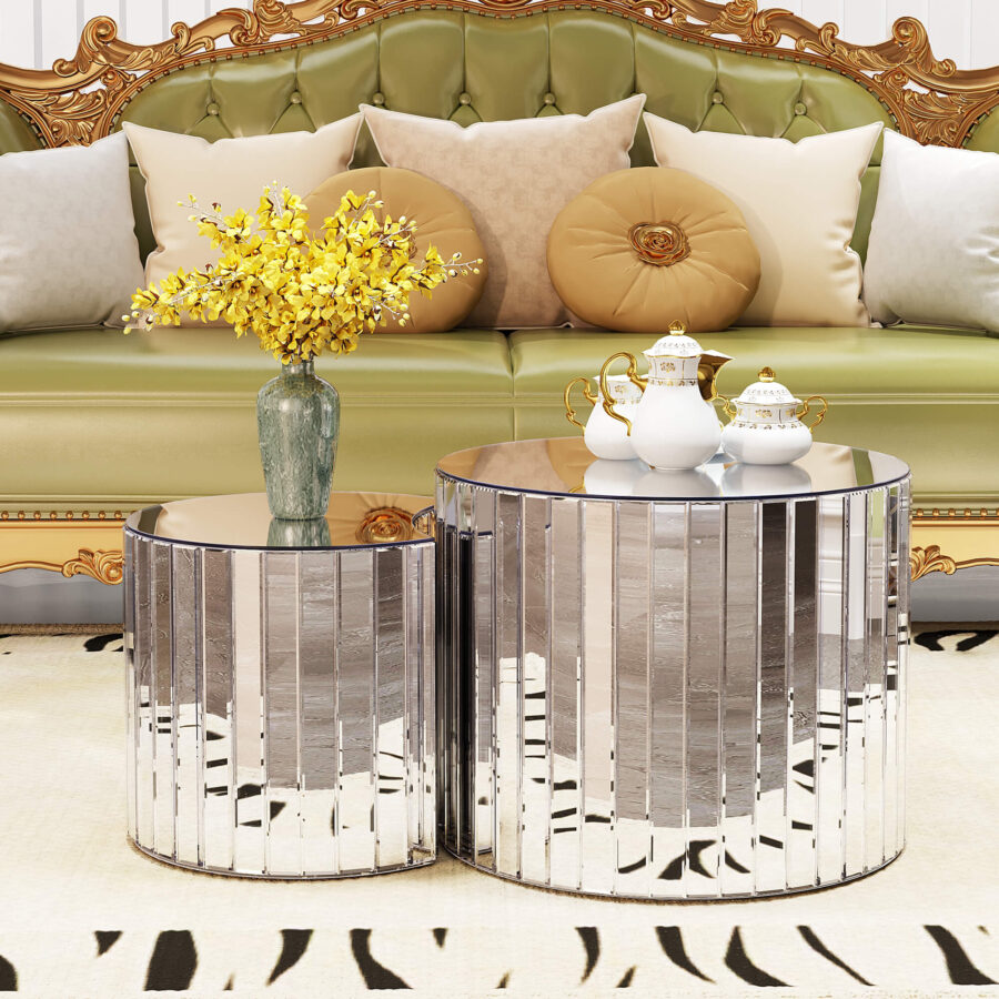 Luxury mirror coffee table - silver modern living room furniture Small coffee table suitable for modern home furniture sofa decoration