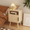 22.83'' H Rattan Nightstand, Side Table with Door Open Shelf
