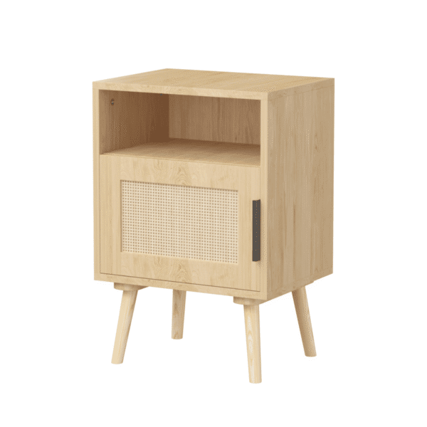 22.83'' H Rattan Nightstand, Side Table with Door Open Shelf